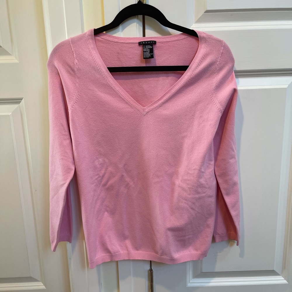 Theory Pink V-Neck Sweater
